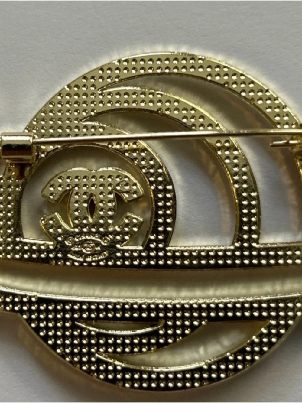 Double C Gorgeous Saturn Brooch with Crystal Accents